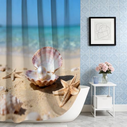 Rideau de douche ocean perle pour baignoire familiale en polyester