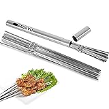 Twists Design am Griff: Jeder Kebab-Spieß enthält Drehungen am Griff, die den Kochvorgang verbessern und vereinfachen. Die Drehungen sind so konstruiert, dass sie in jedem Winkel auf die Kante eines beliebigen Grills passen, um sie für einen gründlicheren Kochvorgang in jedem Winkel zu drehen und zu positionieren.Das design kann auch verhindern, dass Lebensmittel herunterfallen, daher müssen Sie keine runden round slider.