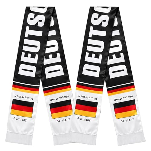 HOMAVEL 2 Stück Deutschland Fanschal 136x15cm - Fußball Schal Schwarz-Rot-Gold für Weltmeisterschaft EM Fanartikel - Hochwertiger Schal für Stadion, Public Viewing und Autokorso