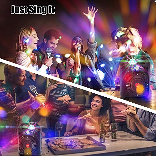 Verkstar Portable Karaoke Machine, PA System Speaker Wireless Bluetooth Rechargeable Speaker Toys for Kids & Adults Party With Disco Ball, Wired Microphone