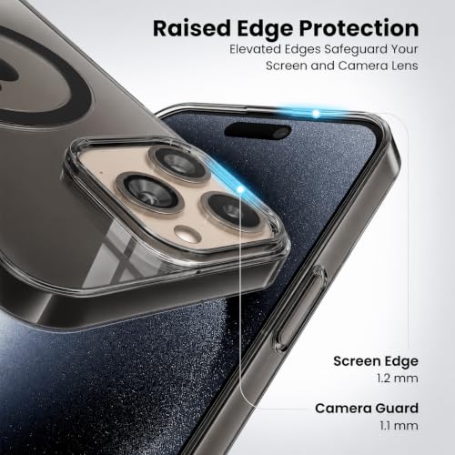Image of Elzzi Anti Scratch Semi Transparent Cover for iPhone 16 Pro Max Case, Premium PC + TPU Magnetic Phone Cases Drop Proof,Compatible with Magsafe Slim Anti Yellowing Never Yellowing Shockproof, (Grey)