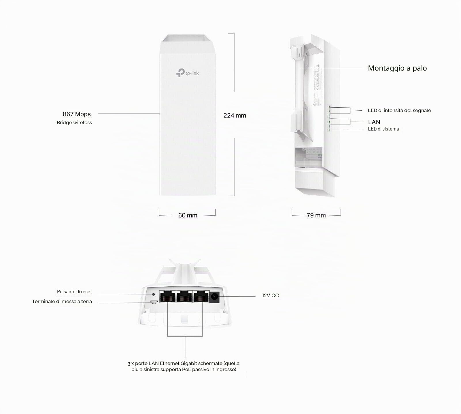 TP Link ponte WiFi 5 GHz punto di accesso interno esterno