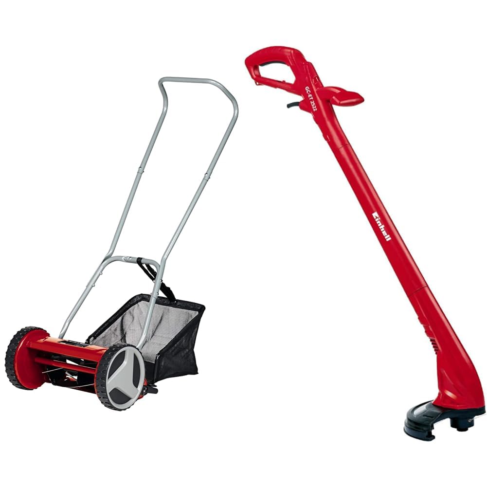 Cortacésped manual husillo GC-HM 300 y cortadora eléctrica 250W para evitar ruidos en el jardín