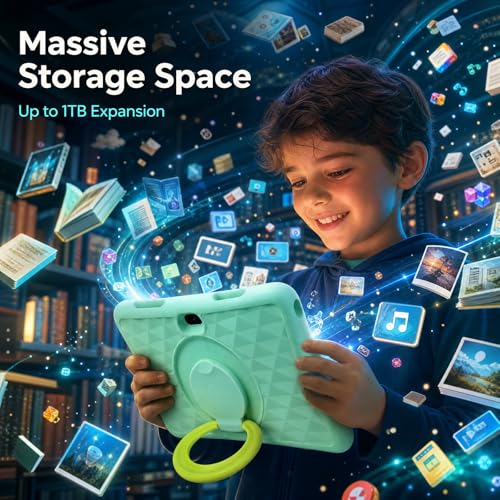 Image of ZZB 10 Inch Android 15 Tablet for Kids with Case, 8GB (3+5 Extended) RAM + 32GB Storage (Supports 1TB Micro SD), 6000mAh Long Battery, Dual Cameras, Android Tablets Tablets for Kids