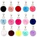 Pulluo 15PCS Porte-clés Pompon 8cm Porte-clés Artificielle Fourrure de Porte-Clés Boule de Cheveux en Peluche Pendentif Accessoires pour la Decroration de Voiture Sac