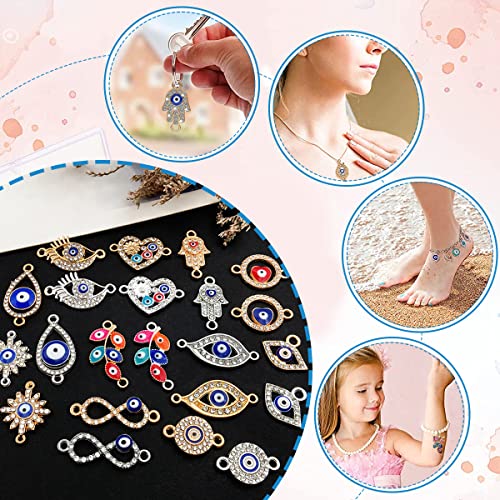 22pcs Evil Eye Rhinestone Charms Connectors, DIY Crafts