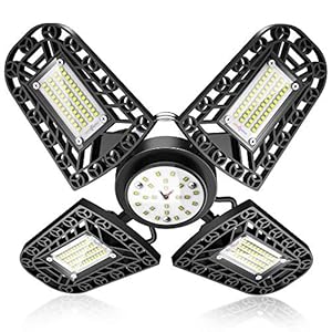 Werkstattlampe, 16800 Lumens 120W 6000K Garagenlampe mit 4+1 Aluminiumflügel, 120 Grad Weitwinkel verstellbar, Staubdichtes IP64-Design Werkstattleuchte für Parkhäuser, Lagerhallen, Keller und Mehr