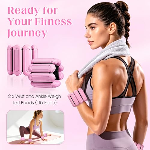 Image of Wrist Weights for Women & Men, 2lb Silicone Wrist Ankle Weights | Adjustable Arm & Leg Weights for Pilates, Yoga, Running,Walking and Strength Training