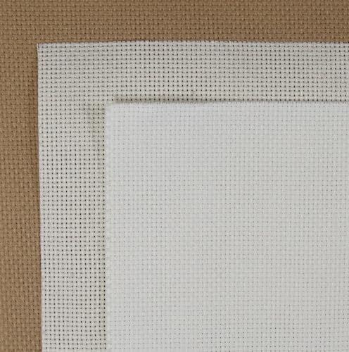 Image of KCS 3 pc of 15 inch x 18 inch(38cmx45cm) Counted Cross Stitch Cotton Aida Cloth Needlework Rolled Fabric Box,14CT,Antique White +Cream+Khaki