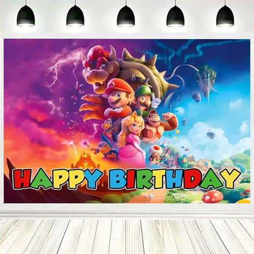 Mario Party Backdrop Super Bros Theme Birthday Backdrop Birthday Party Photo Backdrops Top Choice for Photography
