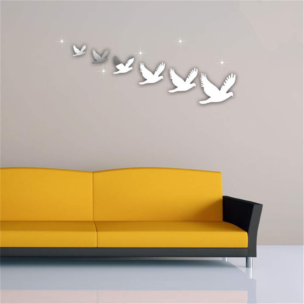 Adesivi Parete Uccelli Decorazione Parete Uccelli Acrilico Bssmmai - 5 Pezzi Neri Autoadesivi Per Interni Adesivi Parete Camera