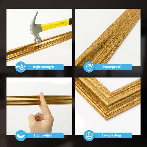 Image of Art3d Pre-Cut Wall Molding Set of 6 pcs, 3 Top 3 Bottom, Antique Gold