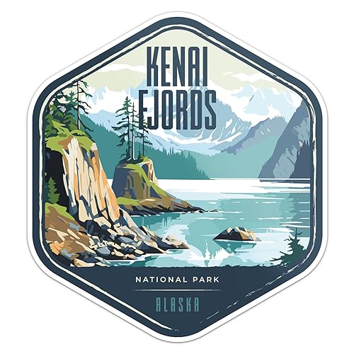 Kenai Fjords National Park Sticker - Waterproof Vinyl Decal for Car Bumper, Laptop, Water Bottle, Wall, and Window, Size - 3'' Longer Side