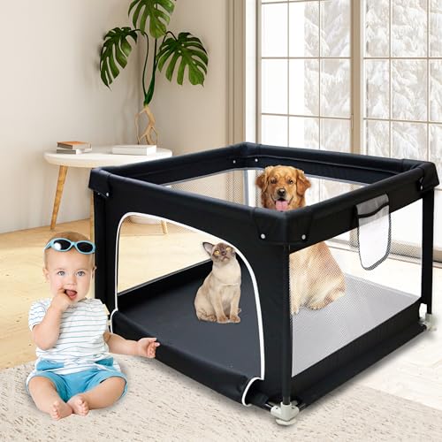 Goldshire Cercadinho Para Cachorro, Portátil Dobrável Filhotes De 35,5 X 24,5 Polegadas Com Portão,