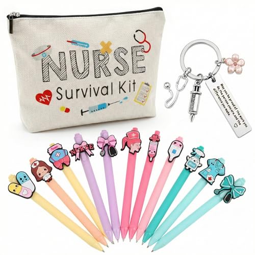 ENLACE 12 Krankenschwester Geschenke Kugelschreiber Krankenschwester Schminktasche Schlüsselanhänger Geschenke für Nurse Medizinstudenten