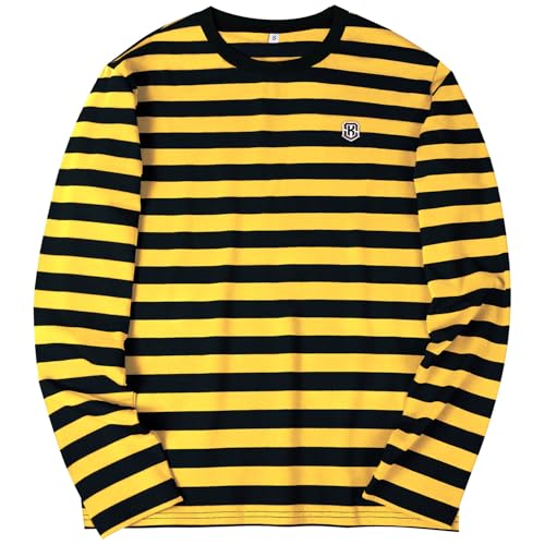 KESIHAN Men's Casual Striped Shirts Crewneck Long Sleeve Basic T-Shirt Basic Daily Work Stripe Tee Tops