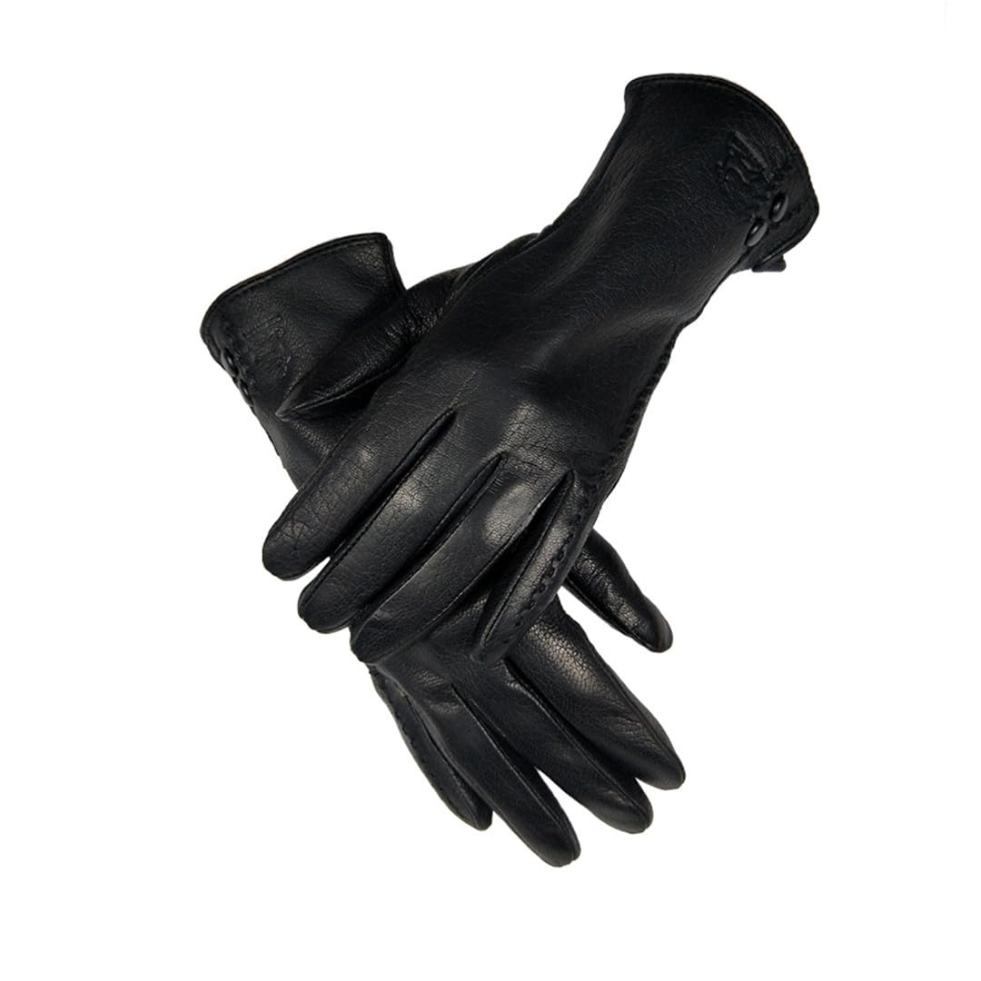 Wvapzxx Guantes De Cuero Con Decoración De Botones Para Otoño E Invierno, Mitones De Protección Contra El Frío Con Forro De Lana De Ante Para Mujer