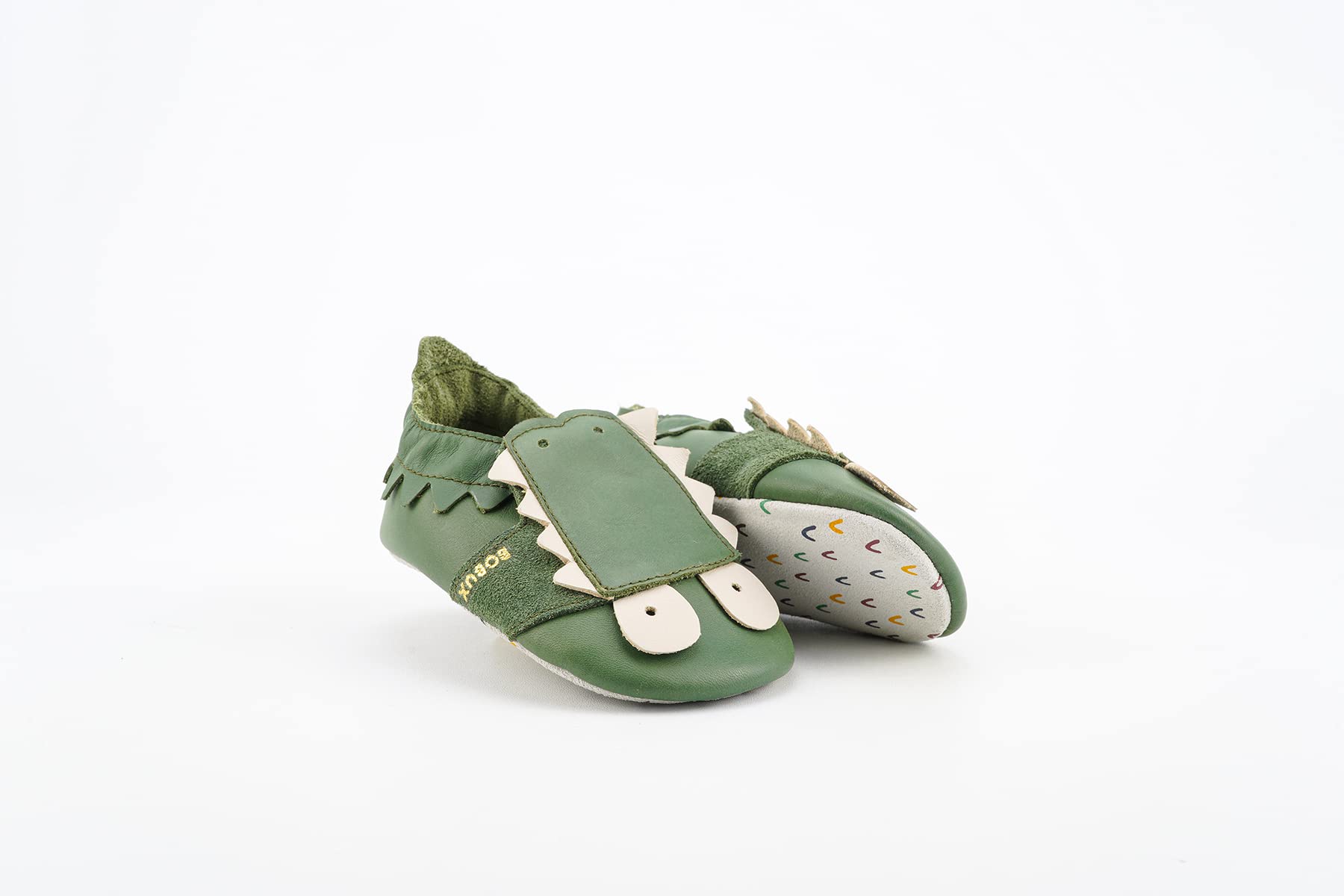 Bobux | Scarpine per bambini con molti design diversi | Scarpe per neonati | Scarpe in pelle per neonati | Scarpe per primi passi | Verde coccodrillo | 15-21 mesi