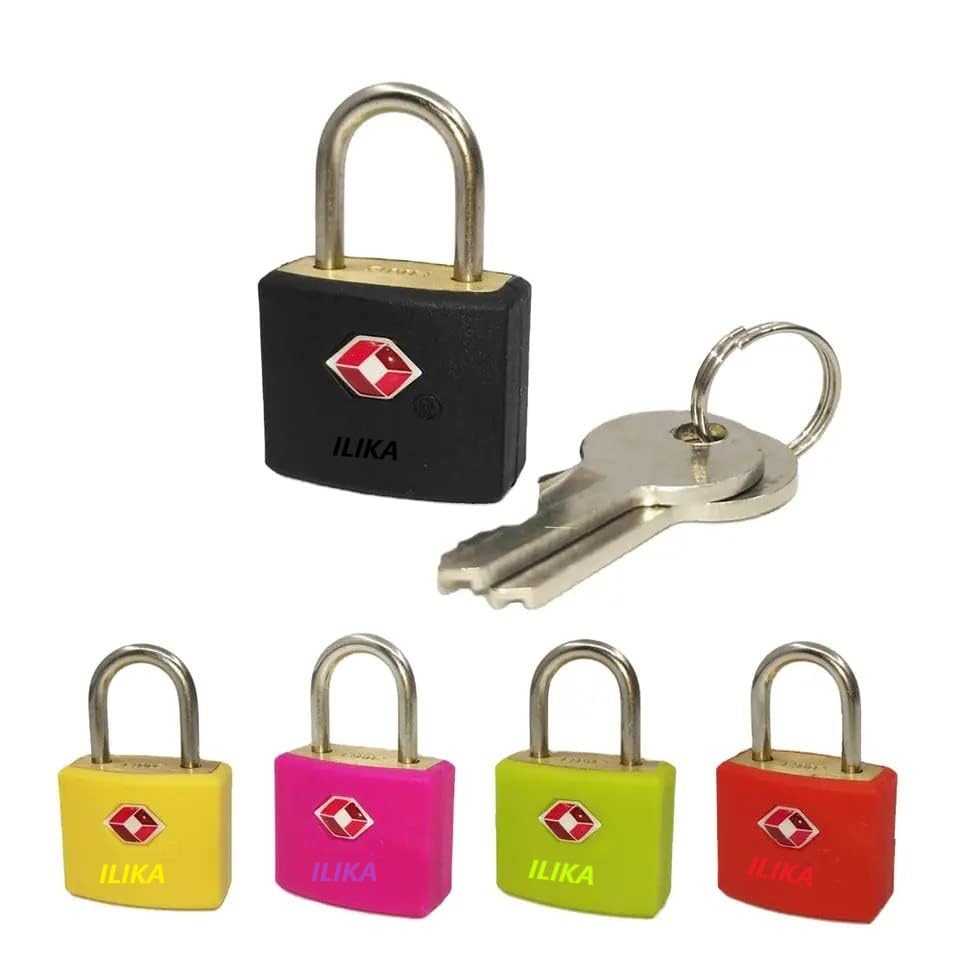 ILIKA TSA-385 Lock ABS Plastic Cover Small Brass Luggage Padlock TSA Key Lock I Metal Luggage Padlocks with Keys I Baggage Locking System I Multicolor (Set of 2)-image-37