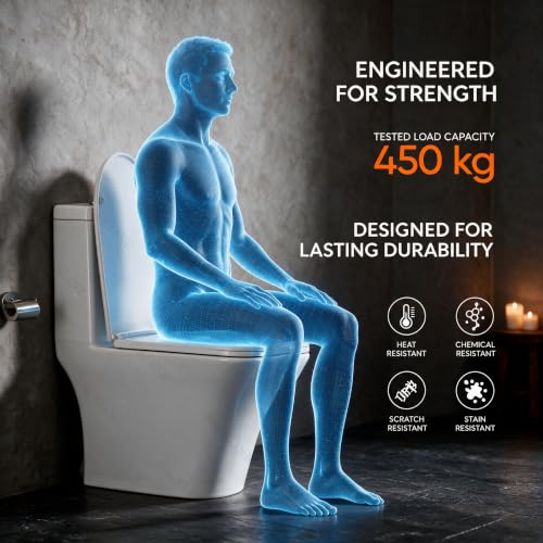 Image of Backline P TRAP Commode Toilet | One Piece Floor Mounted Western Toilet | Water Closet Commode With Soft Close Toilet Seat For Bathroom P Trap Outlet Is From Wall (10 Years Warranty)