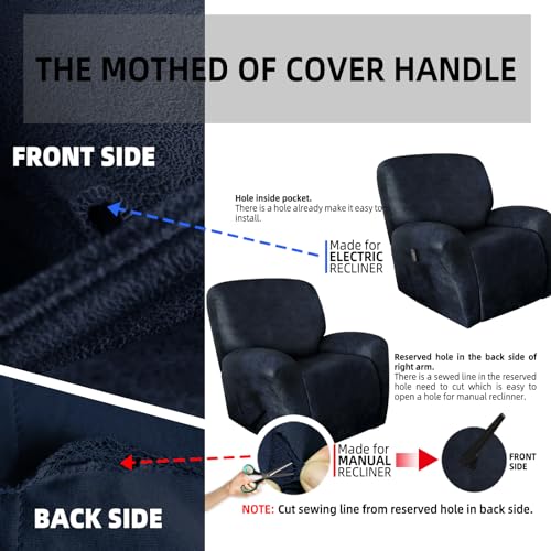 Image of ANARACHON Recliner Chair Covers Leather Like, 4 Pieces Recliner Cover for Recliner Chair, Soft Sofa Slipcover Furniture Protector Washable Sofa Cover for Pets Kids (X-Large, Navy 1)
