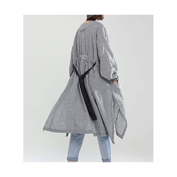 ellazhu Women Button Down Plus Size Black Plaid Long Sleeve Shirt for Women GA1505