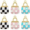 Julie Wang 60Pcs Mixed Enamel Alloy Women Fashion Purse Charm Black Blue Pink for Keychain Bracelet Jewelry Making Craft DIY Accessory