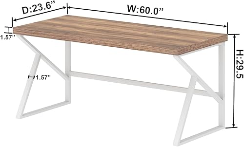 Miniatura 37 de HSH Escritorio gris para computadora, escritorio industrial de madera y metal para oficina en casa, escritorio rústico para computadora portátil