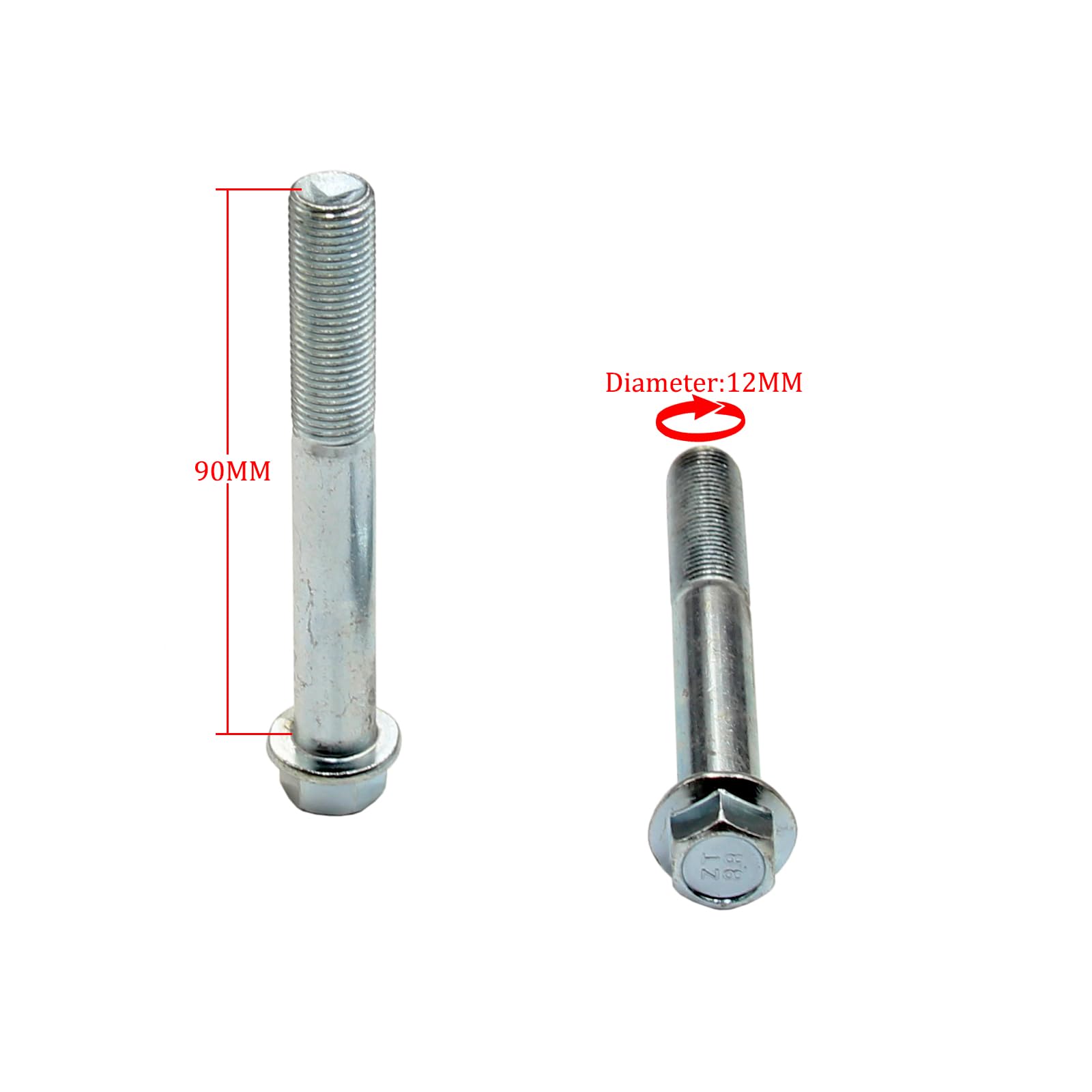 M12 Hex Head Flange Bolt 25 30 40 45 50 60 70 80 90 x 1.25 Pitch, Class 8.8 Zinc (M12-1.25 x 90)