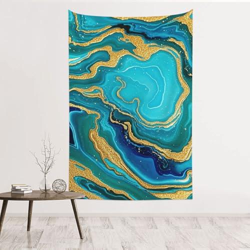 Tapisserie marbre bleu turquoise pour déco chambre et salon