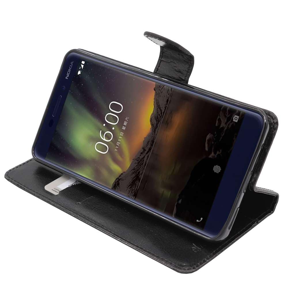 Cover In Pelle Artificiale Per Nokia 6 - Bookstyle Bianco - Custodia Protettiva Con 2 Pellicole In Omaggio - 5