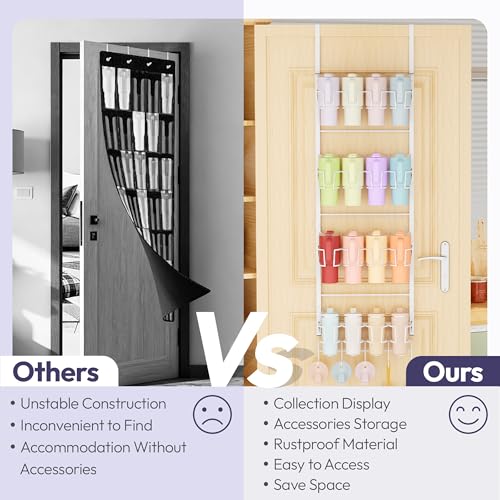 image for SWTYMIKI 4-Tier Water Bottle Organizer - Over the Door Stanley Cup Hol
