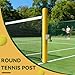 SOIUDNEB Round Tennis Posts with Ground Sleeves,Tennis Poles with Double Reels (No Net),Heavy Duty Professional Tennis Permanent Court Kit,for School Gymnasium Outdoor Sports Field