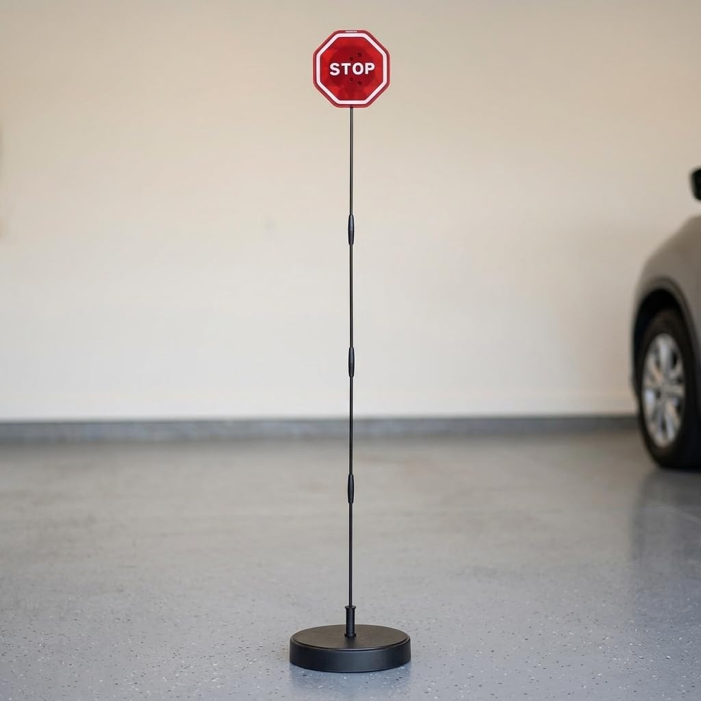 Garage Parking Assist Stop Sign with Flashing Light Adjustable