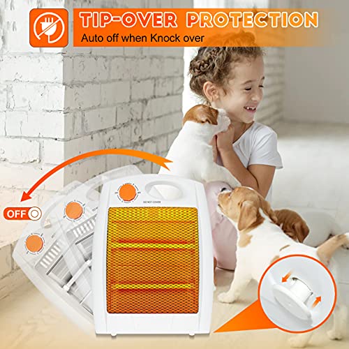 Infrared Space Heater-Portable Radiant Quartz Desk Heater, Indoor Use Home Office Bedroom With 2 Heat Settings, Quiet And Light Without Fan, Overheat & Tip-Over Protectio, White #TOP4