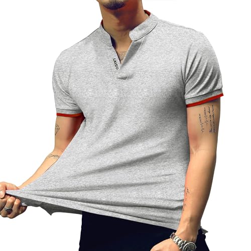 Camiseta polo para hombre LOGEEYAR, cuello polo, manga corta, ajuste slim, 95 % algodón y 5 % spandex miniatura 4