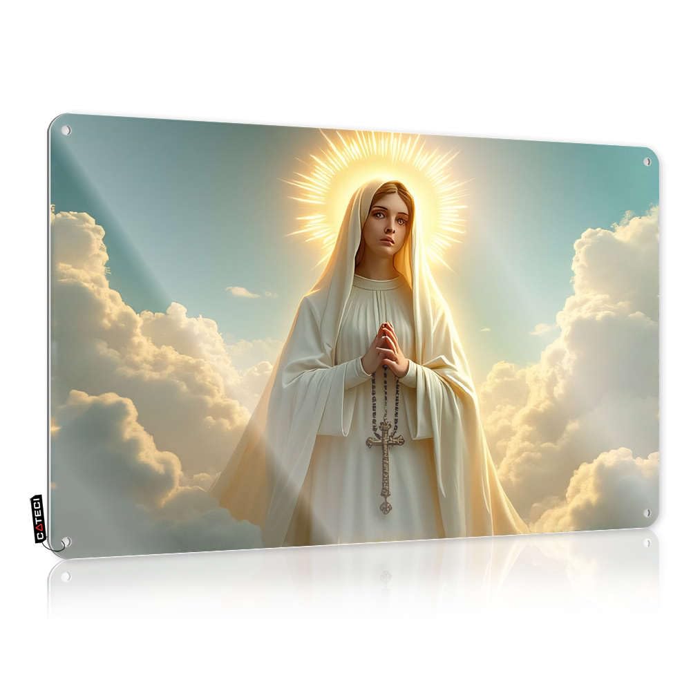 Fzfn Colour Decoration Nice Hippie A Woman In White Robes With A Glowing Halo Stands Amidst Clouds For Drive - Funny Customizable(30X40cm)