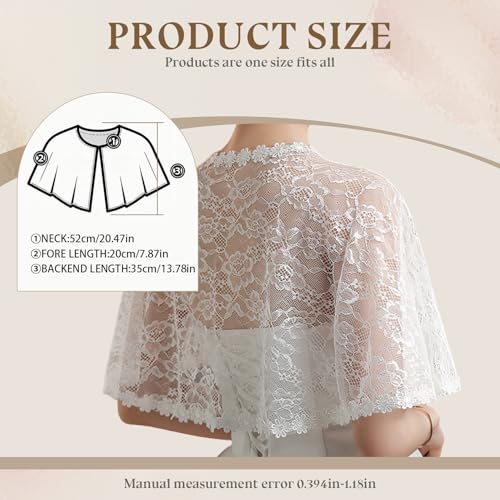 Lace Shawl Wraps For Women Formal, Bolero Shrugs Shoulder Cover For Evening Dresses Formal, Wedding Bridal Cape Chiffon Scarf3