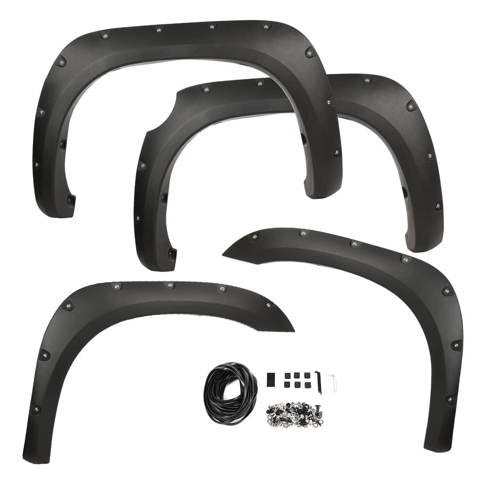 G-PLUS Fender Flares Compatible with Toyota Tundra 2007-2013 Wheel Fender Flares Pocket Riveted Style Textured, 4pcs Wheel Cover Protector