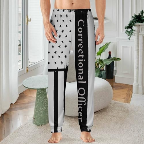 Thin Silver Line Correctional Officer Men's Pajama Pants Lightweight Joggers Lounge Pants Pj Bottoms Sleep Pants2