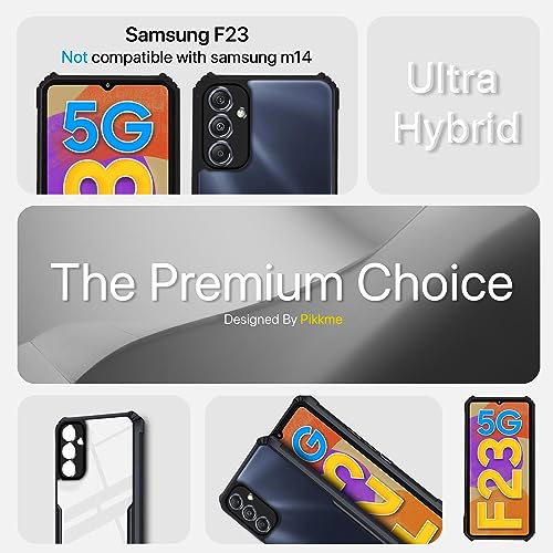 Image of Pikkme Samsung Galaxy F23 5G Back Cover | Crystal Clear Transparent Back | Ultra Hybrid | Full Camera Protection | Raised Edge | Bumper Back Case for Samsung Galaxy F23 5G (Black)