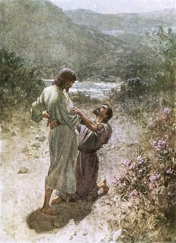 Affiche Toile Jacob et l'ange à Peniel par William Brassey Hole portrait mural en 60x90cm