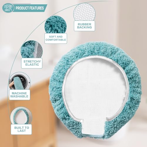 Image of Microfiber Toilet Lid Cover, 17.5 inchx15 inch Fits Round Oblong and Elongated | Toilet Seat Covers for Bathroom, Machine Washable, Decorative Fuzzy fur Look Round Toilet Seat Cover Extra Soft Absorbent