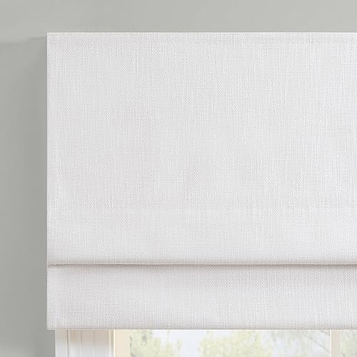 Eclipse Drew Roman Shades for Windows, Cordless 100% Blackout Shades, 23 in Wide x 64 in Long, Noise Reducing, Energy Efficient and Textured Solid Window Shades for Living Room, Bedroom, White - Thumbnail 2