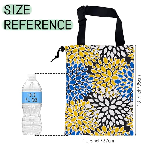 Image of Chrysanthemum Car Trash Bag,Aster Flowers Hanging Drawstring Car Garbage Bag,Waterproof Canvas Car Back Seat Organizer with Adjustable Buckle,for Vehicles,SUVs,Camping,Road Trips