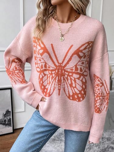 Floerns Women's Graphic Print Long Sleeve Drop Shoulder Sweatshirt Pullovers3