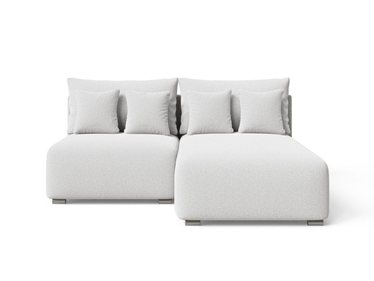 GRAINGOLD Ronni L Ecksofa mit Schlaffunktion und Bettfunktion, 206x190 cm, L-Form Sofa, Schlafcouch für Wohnzimmer, Bouclé-Stoff, 3-Sitzer Eckcouch, Ecksofa mit Stauraum (Weiß, Rechts)