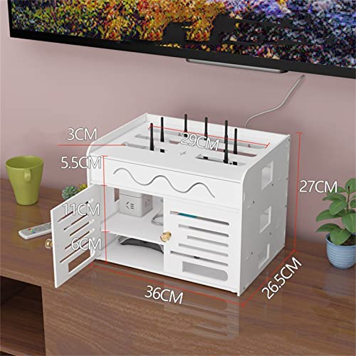 White Router Organizer Stand For Projector, Router, Bedroom, Living Room, 3-Tiers Set-Top Box Hanging Shelf, Support Wall Hanging And Desktop Placement (Color : 3 Tiers-Large) #TOP1