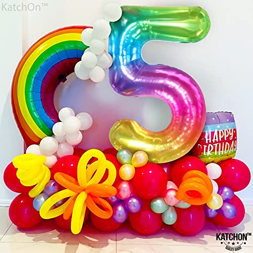 Image of KatchOn Giant Rainbow 5 Balloon Number - 40 Inch | Number 5 Balloons