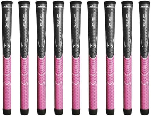 Winn Dri-Tac Undersize Gray/Pink - 9 Piece Golf Grip Bundle